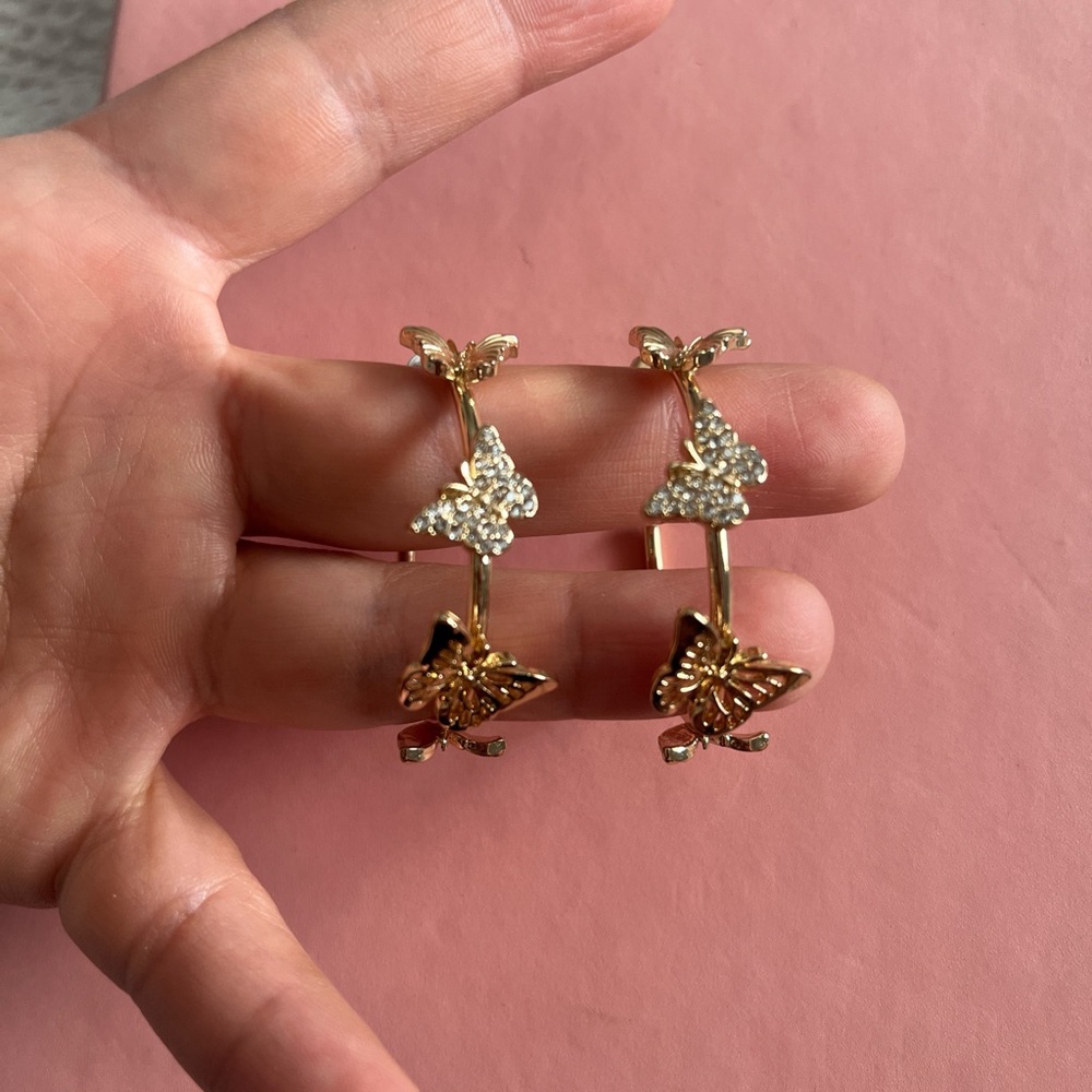 Target Gold Earrings with Crystal and Butterfly Designs